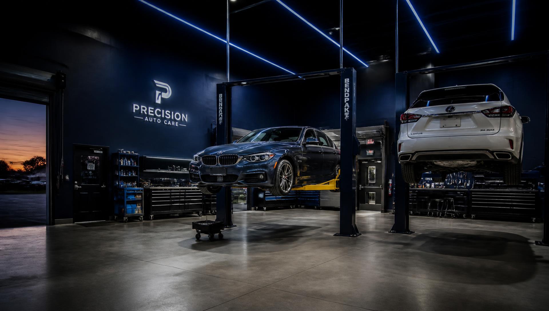 MGM Auto service bay with vehicles on lifts